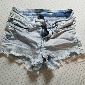 High waisted denim shorts